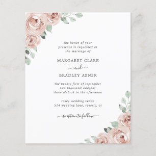 Dusty Rose Floral Elegant Budget Wedding Invite Flyer