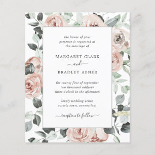 Dusty Rose Floral Elegant Budget Wedding Invite Flyer