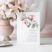 Dusty Rose Floral Elegant Minimal Bridal Shower Invitation at Zazzle