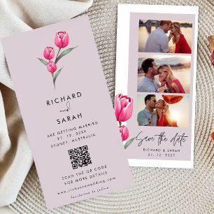 Dusty Rose Floral Elegant Photo strip Save The Date