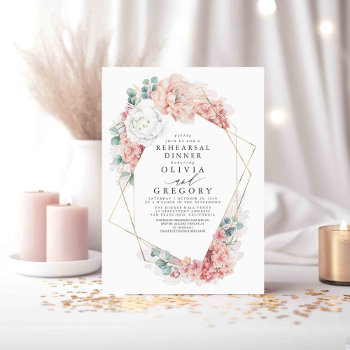 Dusty Rose Floral Elegant Rehearsal Dinner Invitat Invitation by lovelywow at Zazzle