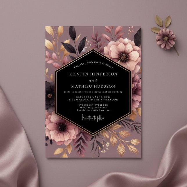 Dusty Rose Floral Enchantment Wedding Invitation (Creator Uploaded)