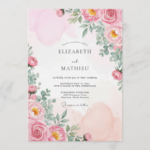 Dusty Rose Floral Enchantment Wedding Invitation