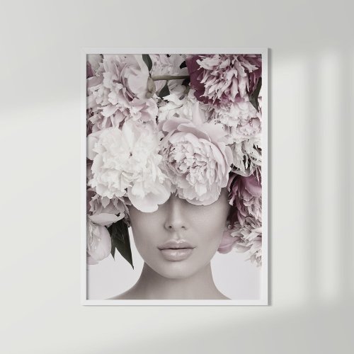 Dusty Rose Floral Fashion Portrait Poster