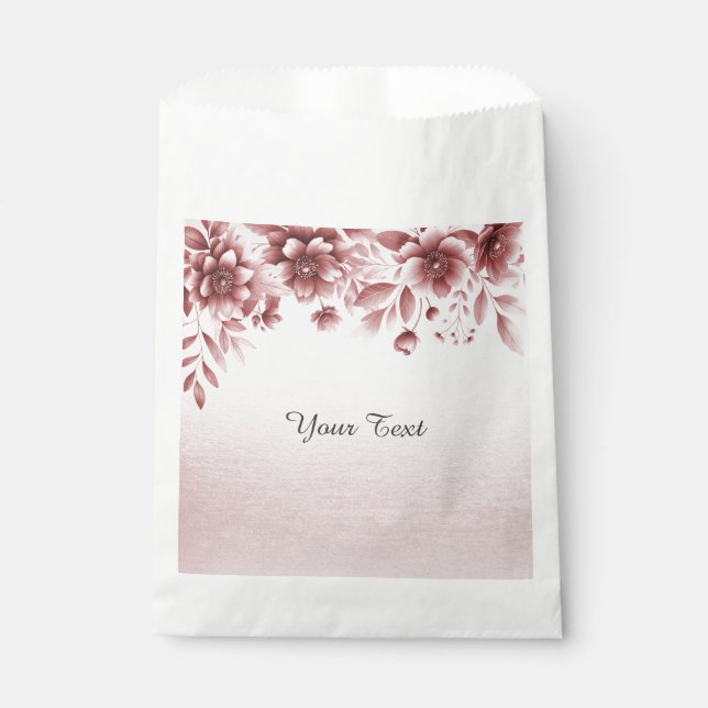 Dusty Rose Floral Favor Bag (Front)