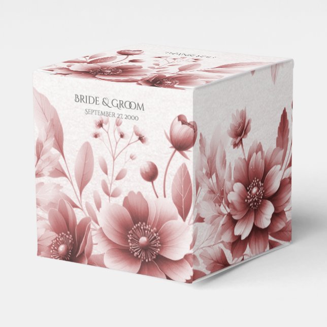 Dusty Rose Floral Favor Box (Front Side)