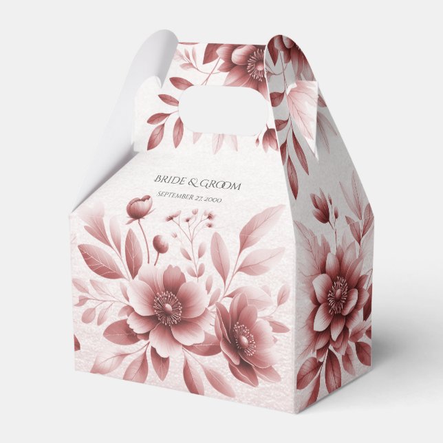 Dusty Rose Floral Favor Box (Front Side)