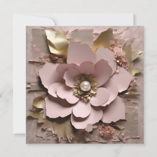 Dusty Rose Floral Flat Card - Any Occasion