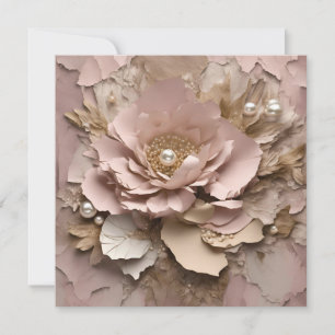 Dusty Rose Floral Flat Card - Any Occasion