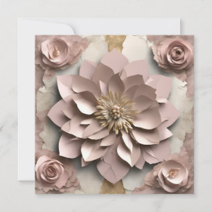 Dusty Rose Floral Flat Card - any Occasion
