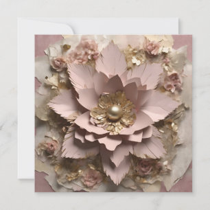 Dusty Rose Floral Flat Card - Any Occasion
