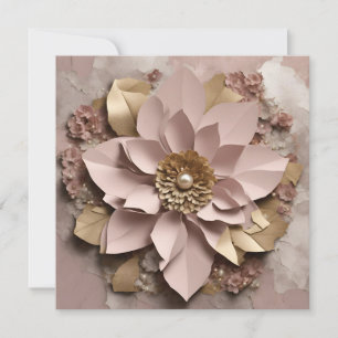 Dusty Rose Floral Flat Card - Any Occasion