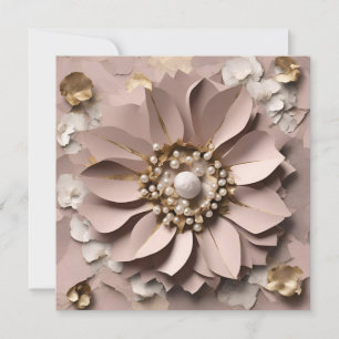 Dusty Rose Floral Flat Card - Any Occasion