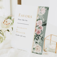 Dusty Rose Floral Gold Sage Green Wedding Favors