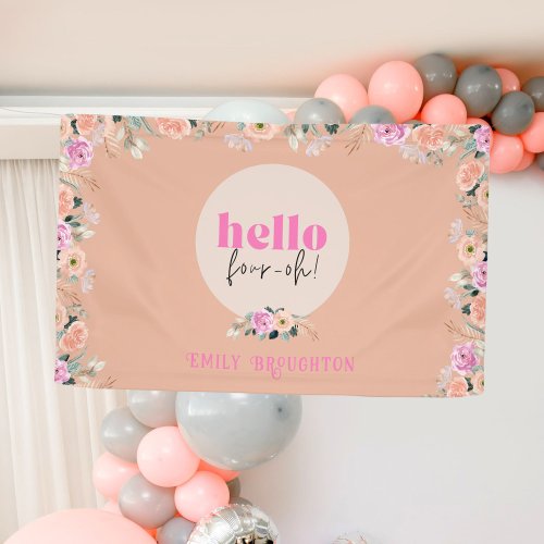 Dusty Rose floral hello four_oh personalized  Banner