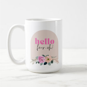 Dusty Rose floral "hello four-oh" retro Coffee Mug