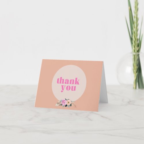 Dusty Rose floral hello four_oh retro Thank You Card