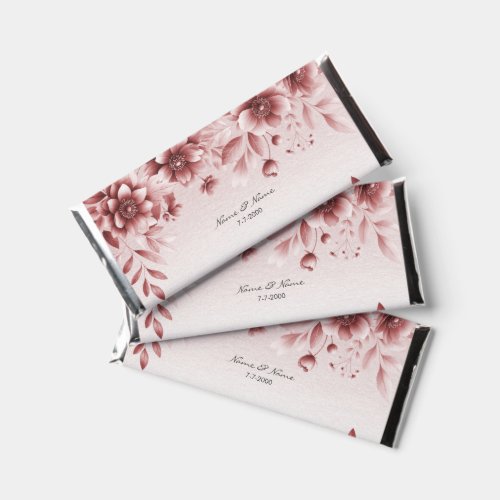 Dusty Rose Floral Hershey Bar Favors