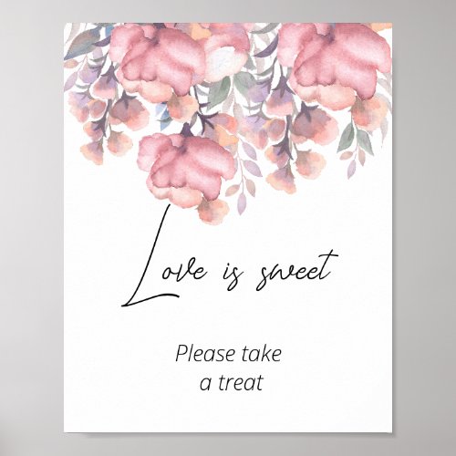 Dusty Rose Floral love is sweet bridal shower   Poster