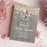 Dusty Rose Floral Mason Jar Rustic Bridal Shower Invitation