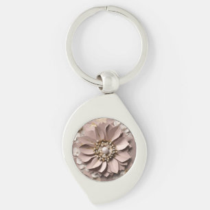 Dusty Rose Floral - Metal Keychain