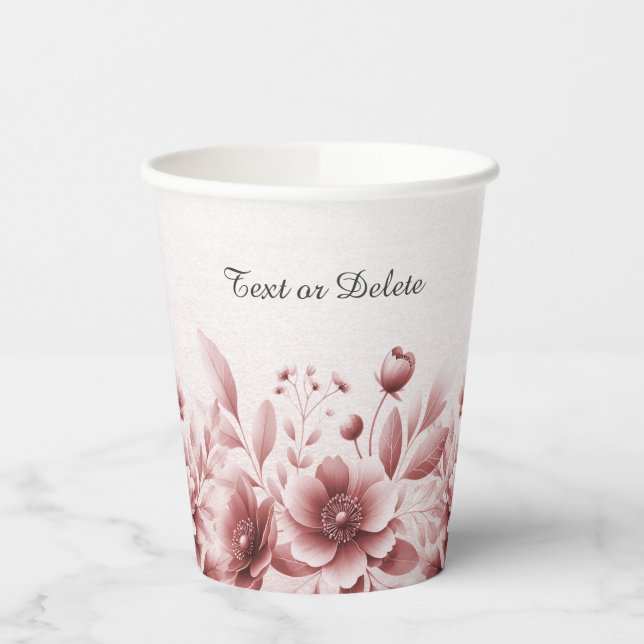 Dusty Rose Floral Paper Cups (Left)