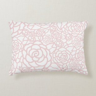 Dusty Rose Floral Pattern Accent Pillow