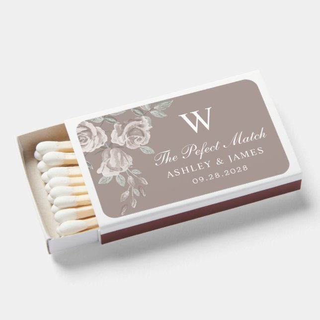 Dusty Rose Floral Perfect Match Wedding Favor (Front Open)