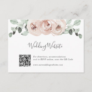 Dusty Rose Floral QR Code Elegant Wedding Enclosure Card