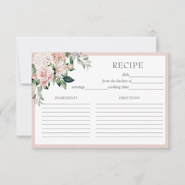 Dusty Rose Floral Recipe Card (Front)