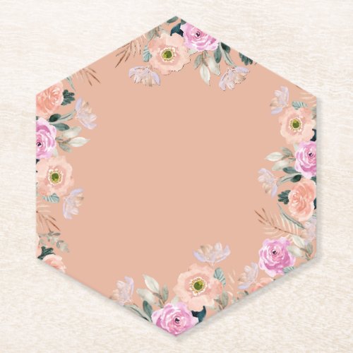 Dusty Rose floral retro no text Paper Coaster