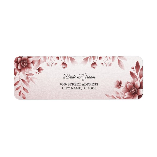 Dusty Rose Floral Return Address Label (Front)