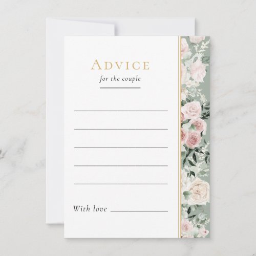 Dusty Rose Floral Sage Green Wedding Advice Card