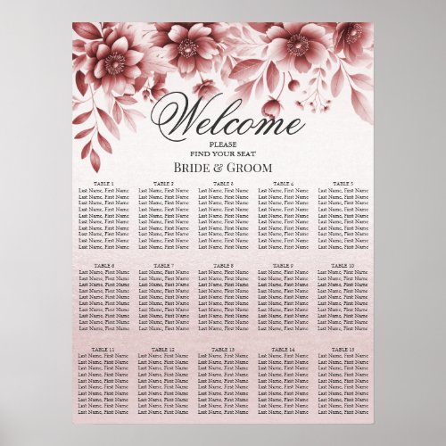 Dusty Rose Floral Seating Chart