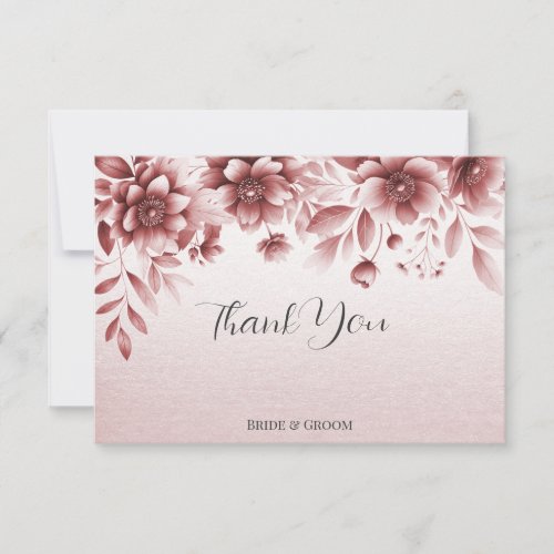 Dusty Rose Floral Thank You Card