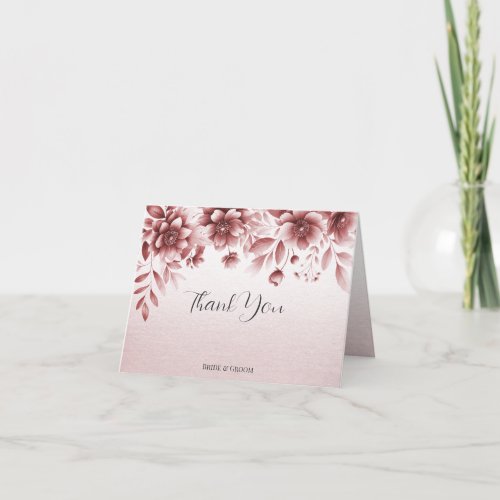 Dusty Rose Floral Thank You Card