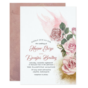 50% Off Dusty Rose Wedding Invitations - Limited Time Only | Zazzle