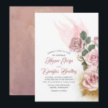 Dusty Rose Floral Vintage Gold Glitter Wedding Invitation<br><div class="desc">A vintage yet modern dusty pink rose color and gold glitters watercolor flowers wedding invitation</div>