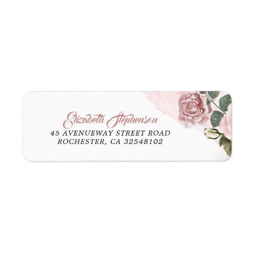 Dusty Rose Floral Vintage Wedding Label