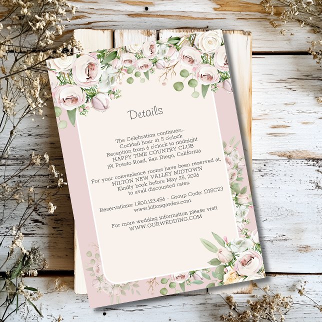 Dusty rose floral watercolor wedding enclosure card (Creator Uploaded)