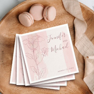 Dusty Rose Floral Watercolor Wedding Napkins