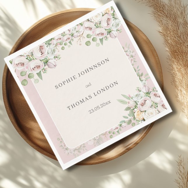 Dusty rose floral watercolor wedding napkins (Creator Uploaded)