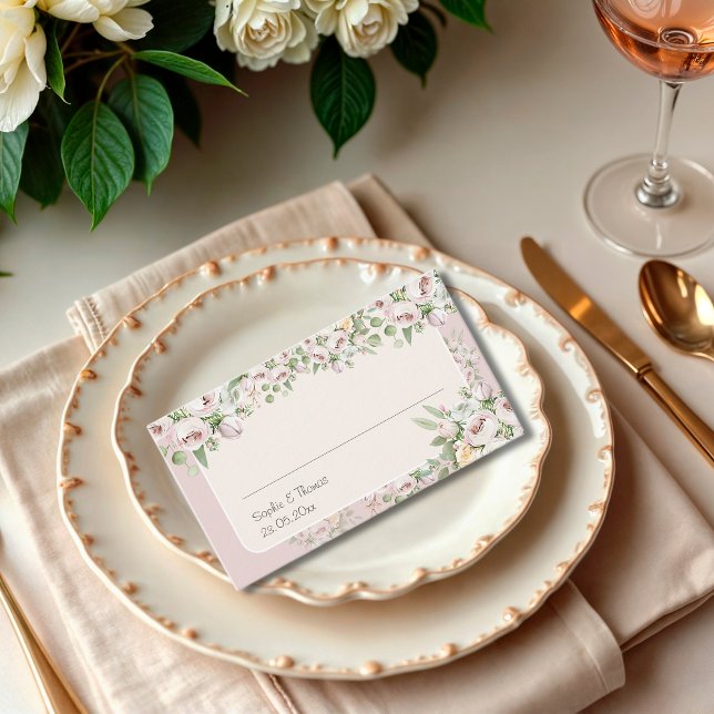 Dusty rose floral watercolor wedding place card (Creator Uploaded)