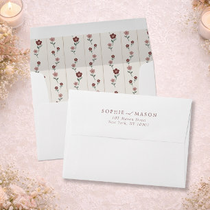 Dusty Rose Floral Wedding Envelope