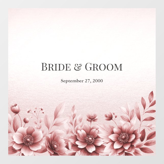 Dusty Rose Floral Wedding Floor Decal (Front)