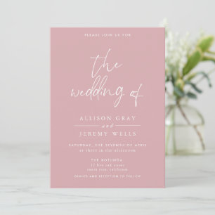 Dusty Rose Floral Wedding Invitation