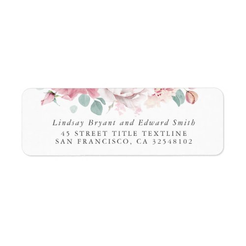 Dusty Rose Floral Wedding Label