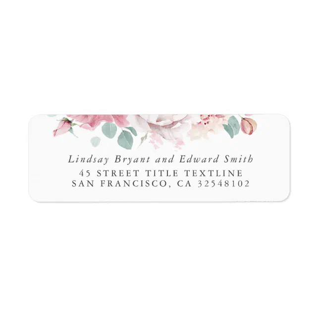 Dusty Rose Floral Wedding Label | Zazzle