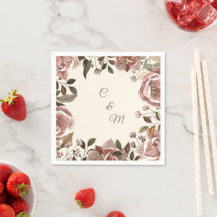 Dusty Rose Floral Wedding Napkin
