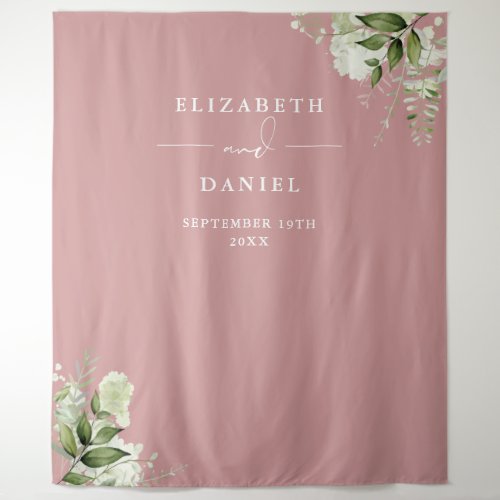 Dusty Rose Floral Wedding Photo Booth Backdrop